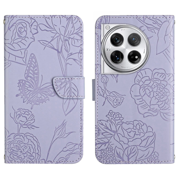 Custodia per cellulare in pelle goffrata con peonia a farfalla, For OnePlus 12R 5G Global, For OnePlus 12 5G Global, For OnePlus Nord CE 3 Lite