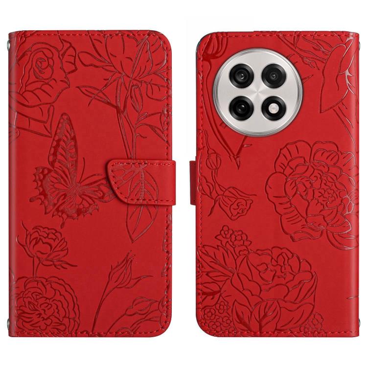 Custodia per cellulare in pelle goffrata con peonia a farfalla, For OnePlus 13T, For OnePlus 13R, For OnePlus 13, For OnePlus Nord 4 5G