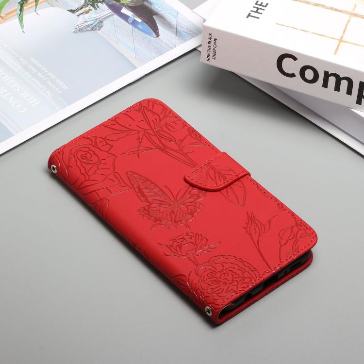Custodia per cellulare in pelle goffrata con peonia a farfalla, For OnePlus 13T, For OnePlus 13R, For OnePlus 13, For OnePlus Nord 4 5G