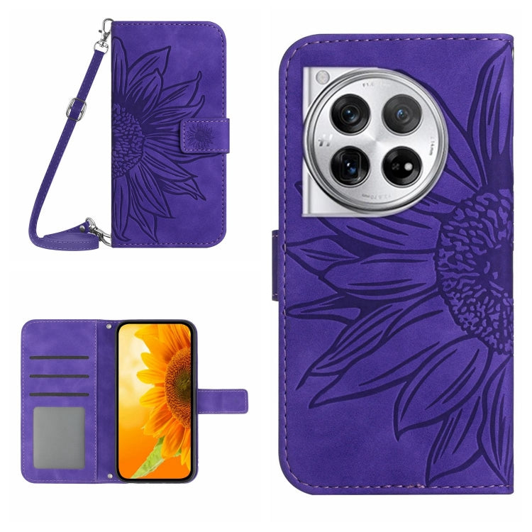 Custodia pelle goffrata Sun Flower con cordino per OnePlus Nord CE4 e 12R 5G