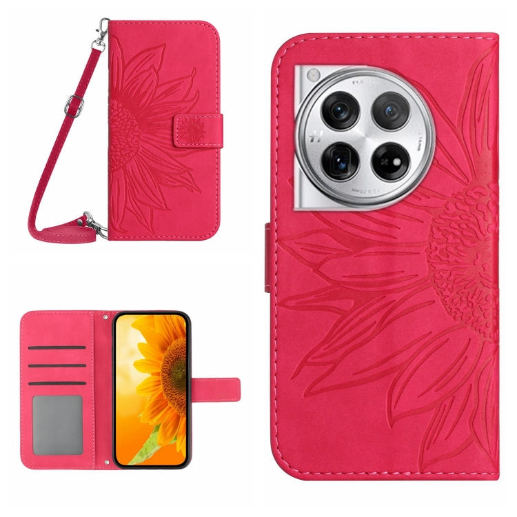 Custodia pelle goffrata Sun Flower con cordino per OnePlus Nord CE4 e 12R 5G