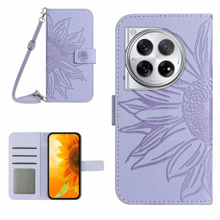 Custodia pelle goffrata Sun Flower con cordino per OnePlus Nord CE4 e 12R 5G