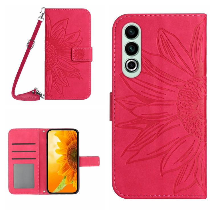 Custodia pelle goffrata Sun Flower con cordino per OnePlus Nord CE4 e 12R 5G