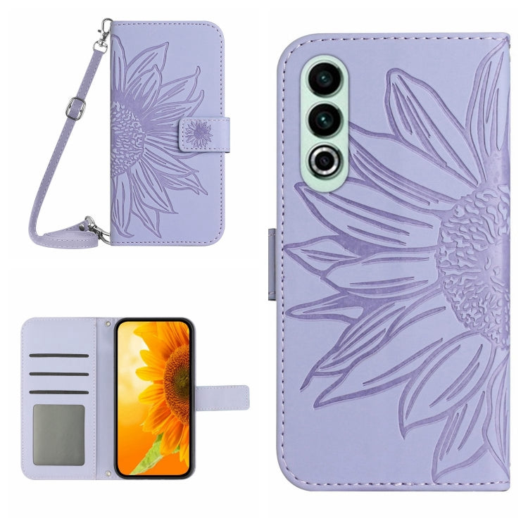 Custodia pelle goffrata Sun Flower con cordino per OnePlus Nord CE4 e 12R 5G