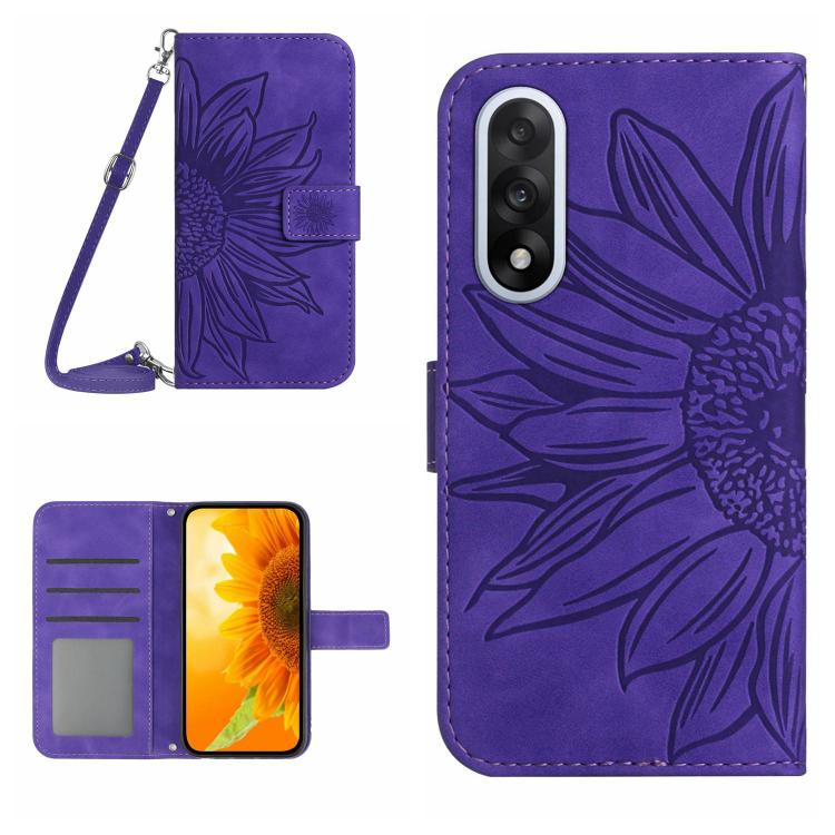 Custodia pelle goffrata Sun Flower con cordino per OnePlus 15 5G e Nord 5 5G /