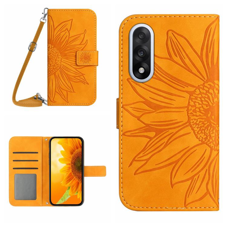 Custodia pelle goffrata Sun Flower con cordino per OnePlus 15 5G e Nord 5 5G /