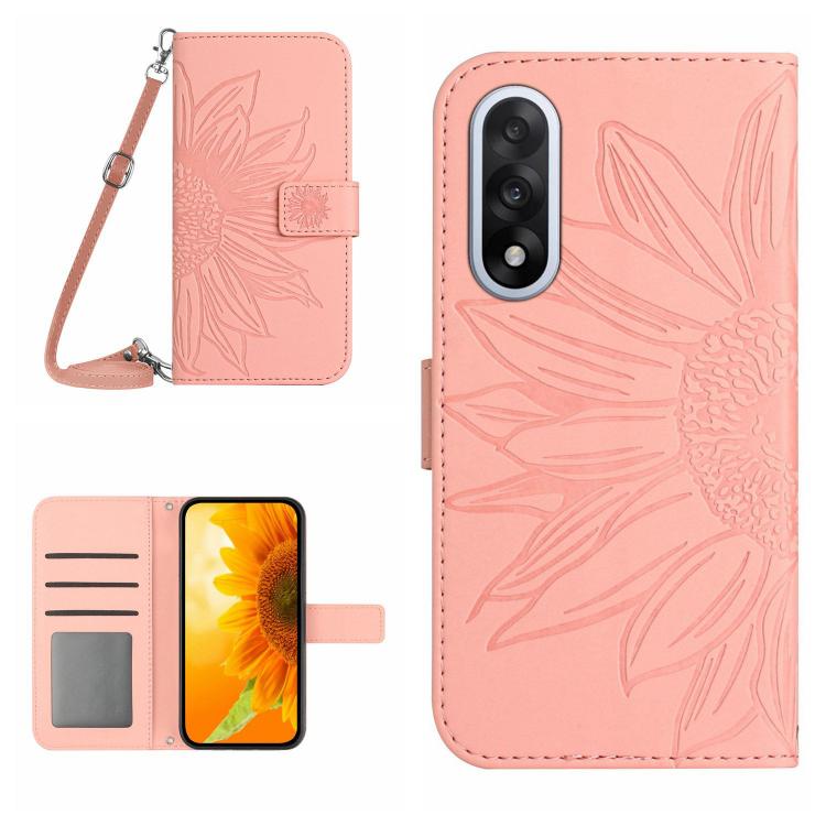Custodia pelle goffrata Sun Flower con cordino per OnePlus 15 5G e Nord 5 5G /