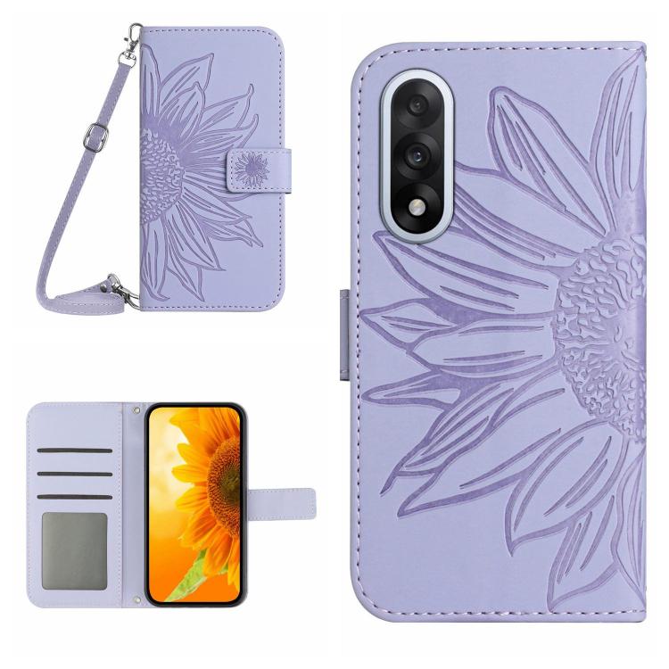 Custodia pelle goffrata Sun Flower con cordino per OnePlus 15 5G e Nord 5 5G /