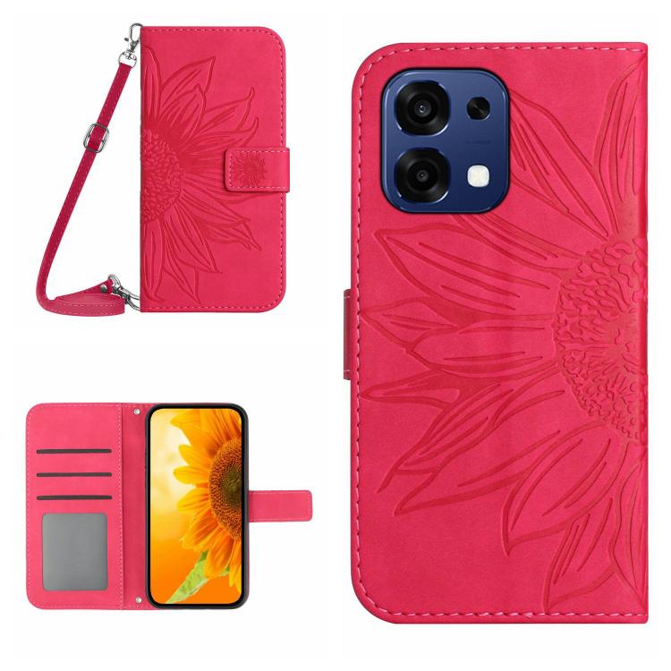 Custodia pelle goffrata Sun Flower con cordino per OnePlus 15 5G e Nord 5 5G /