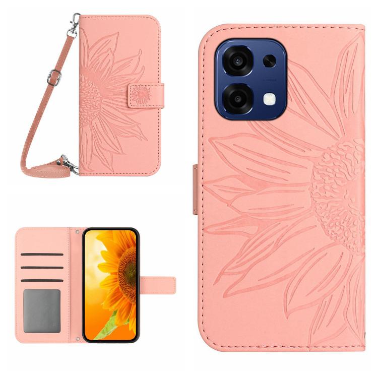 Custodia pelle goffrata Sun Flower con cordino per OnePlus 15 5G e Nord 5 5G /