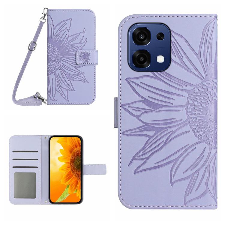 Custodia pelle goffrata Sun Flower con cordino per OnePlus 15 5G e Nord 5 5G /