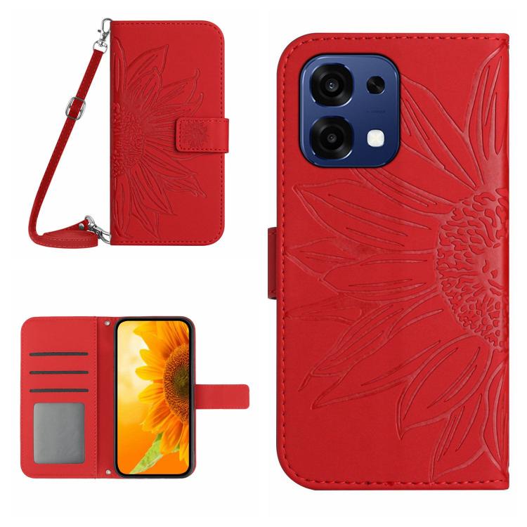 Custodia pelle goffrata Sun Flower con cordino per OnePlus 15 5G e Nord 5 5G /
