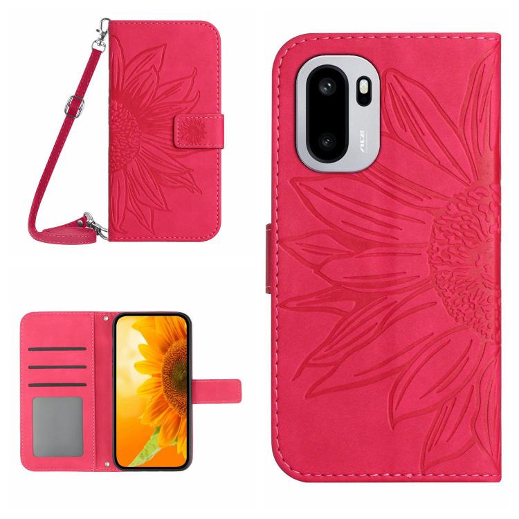 Custodia in pelle goffrata Sun Flower con cordino per OnePlus Nord 6 5G e 15R