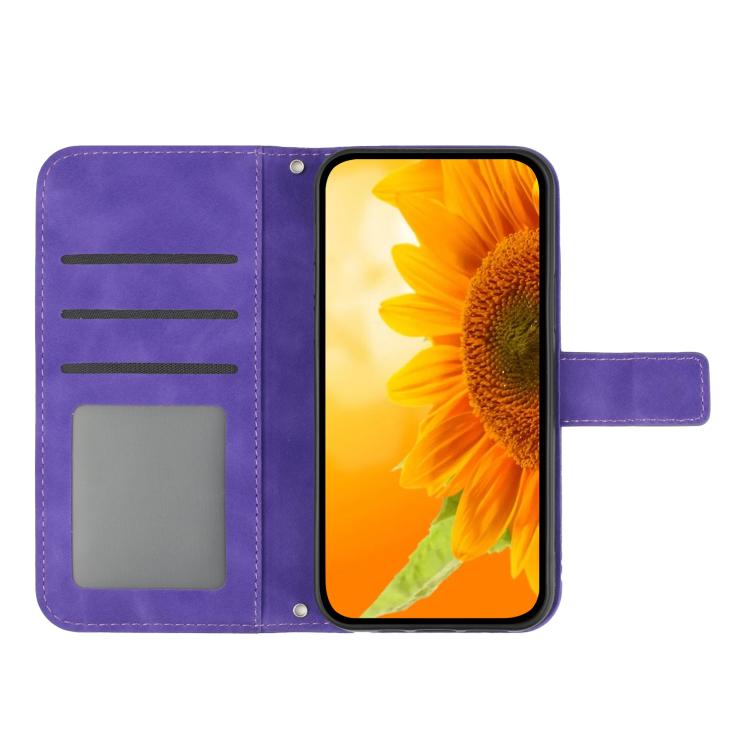 Custodia in pelle goffrata Sun Flower con cordino per OnePlus Nord 6 5G e 15R