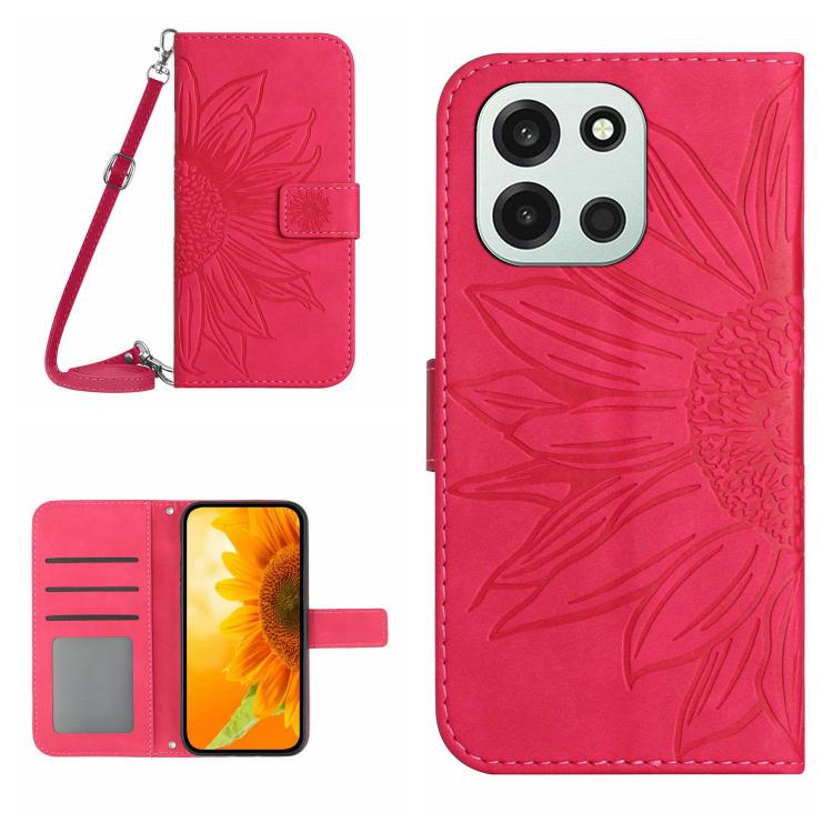 Custodia in pelle goffrata Sun Flower con cordino per OnePlus Nord 6 5G e 15R