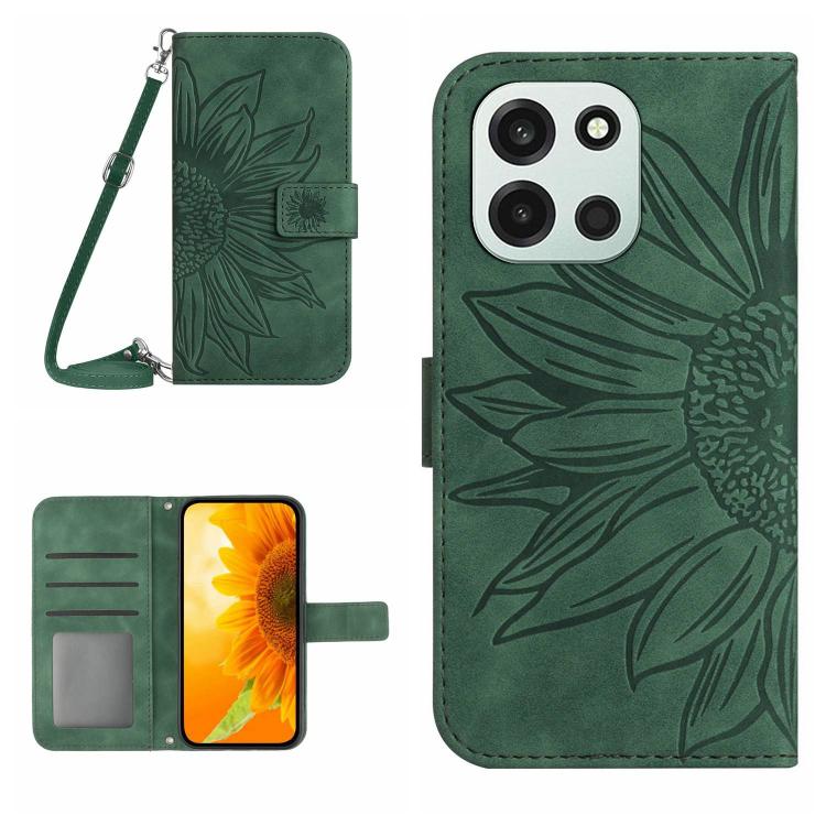 Custodia in pelle goffrata Sun Flower con cordino per OnePlus Nord 6 5G e 15R
