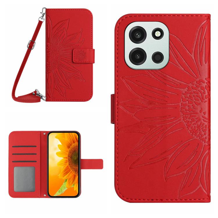 Custodia in pelle goffrata Sun Flower con cordino per OnePlus Nord 6 5G e 15R