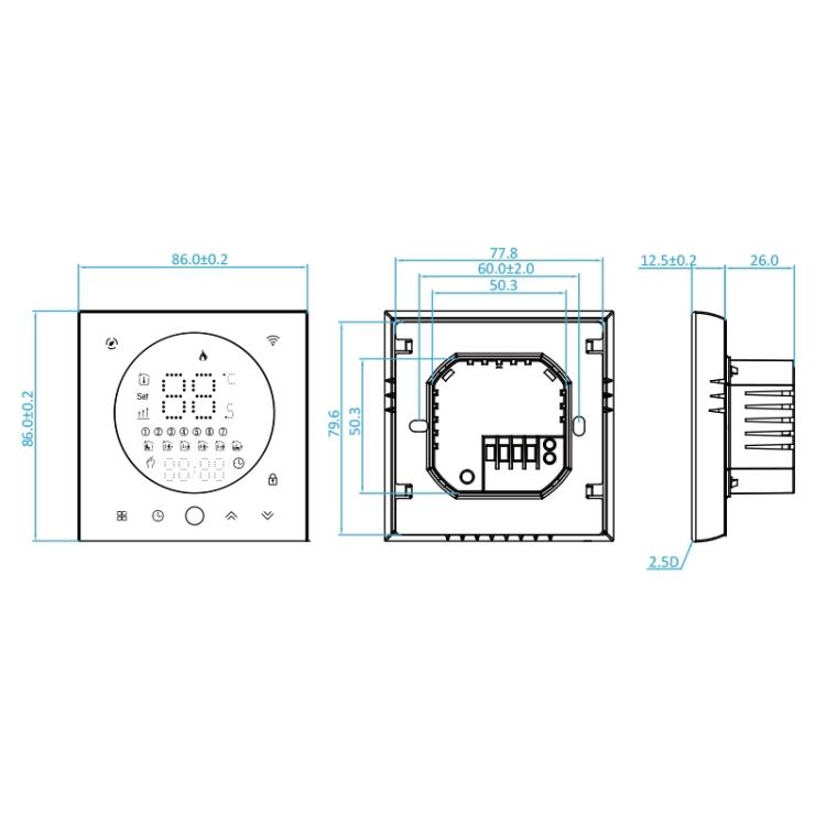 Termostato LED BHT-008GBL 95-240V 16A senza WiFi
