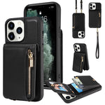 Custodia portafoglio in pelle TPU con cerniera per iPhone 11 Pro