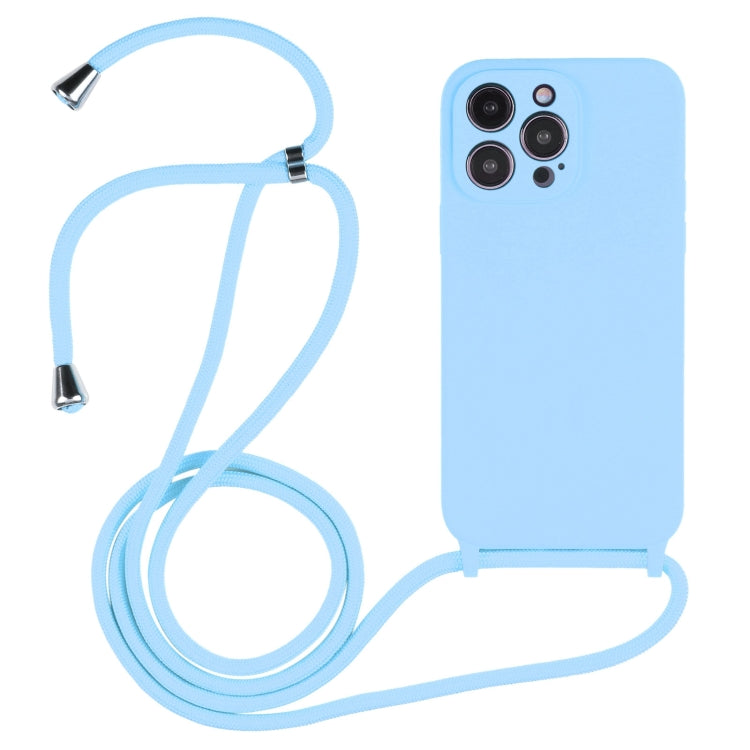 Custodia in silicone liquido con cordino per iPhone 15 Plus