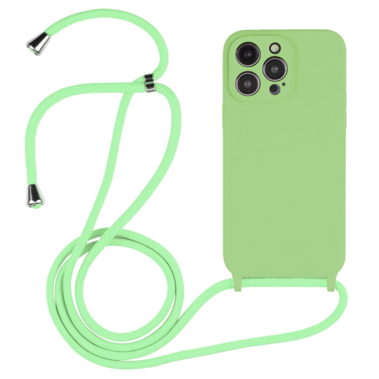Custodia in silicone liquido con cordino per iPhone 15 Plus