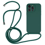 Custodia in silicone liquido con cordino per iPhone 15 Plus