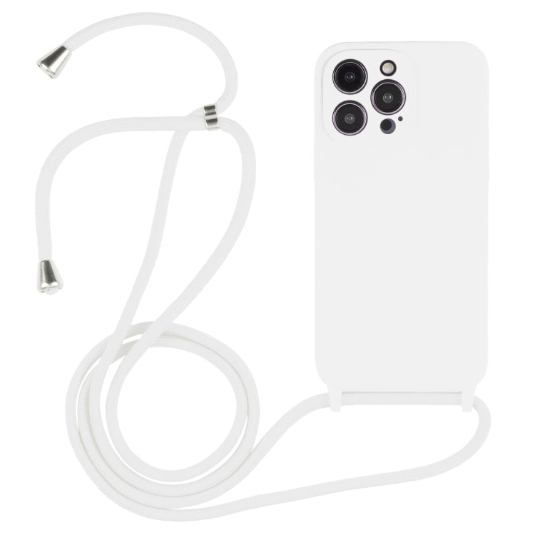 Custodia in silicone liquido con cordino per iPhone 15 Plus