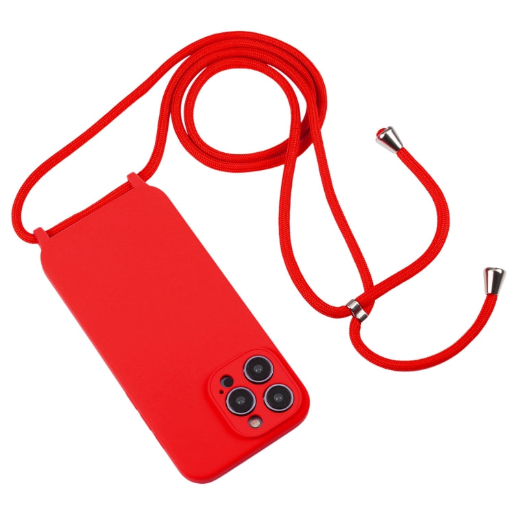 Custodia silicone liquido con cordino per iPhone 15 Pro Max