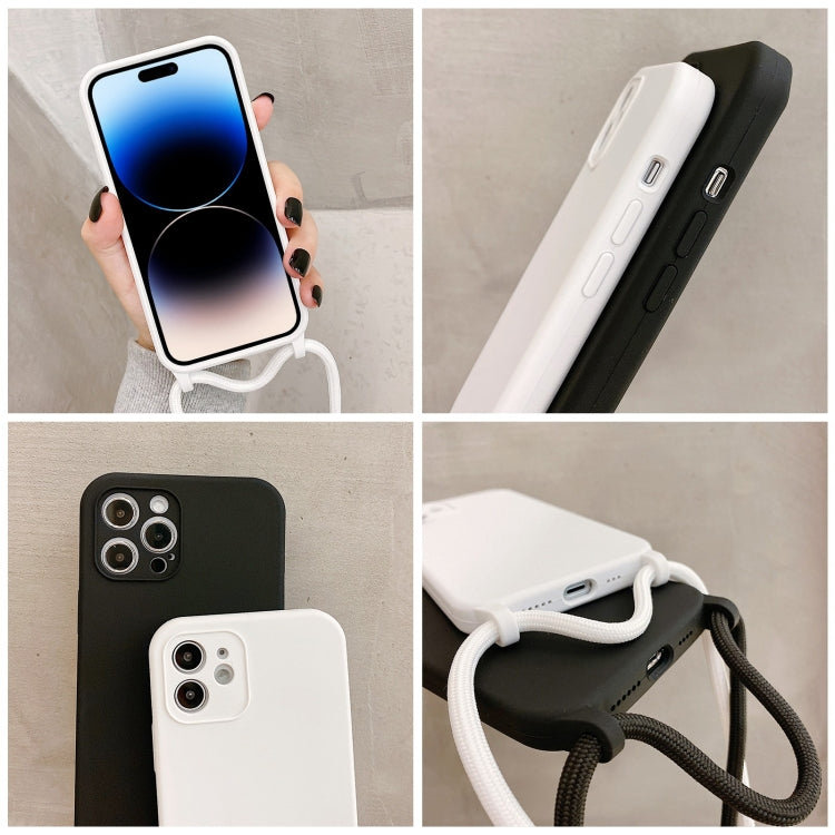 Custodia in silicone liquido con cordino per iPhone 16 Pro Max