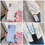 Custodia silicone liquido con cordino per iPhone 15 Pro Max