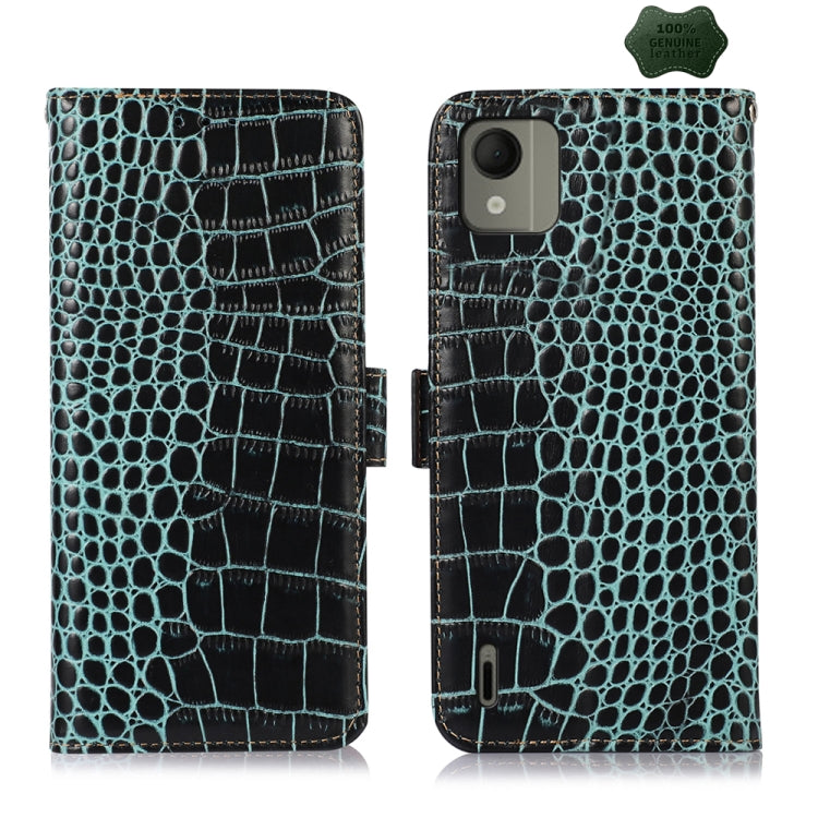 Custodia per telefono in pelle di vacchetta di coccodrillo, For Nokia G42 5G, For Nokia XR21, For Nokia C110
