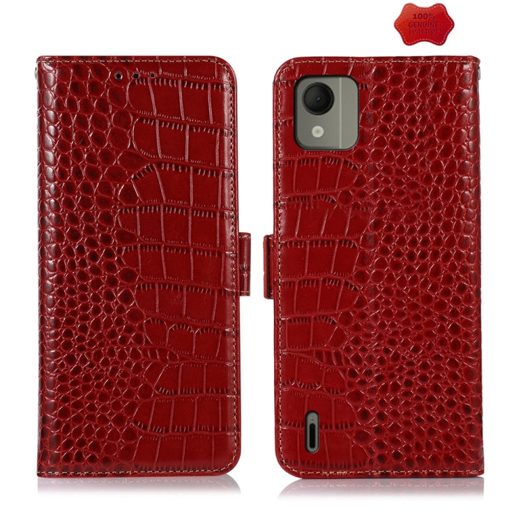 Custodia per telefono in pelle di vacchetta di coccodrillo, For Nokia G42 5G, For Nokia XR21, For Nokia C110