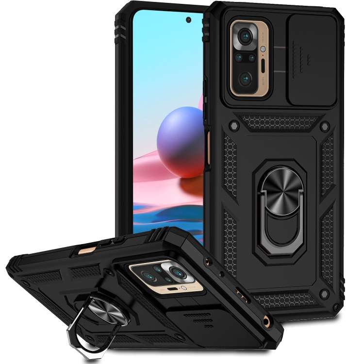 Custodia per telefono con supporto per camshield scorrevole, For Xiaomi Redmi Note 10 Pro, For Xiaomi Redmi Note 10, For Xiaomi Poco X3