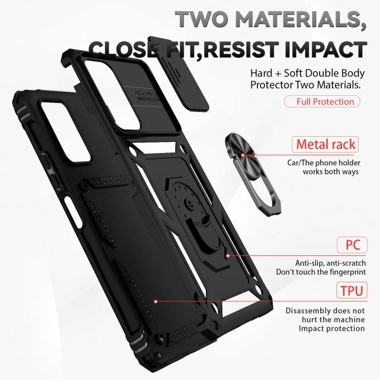 Custodia per telefono con supporto per camshield scorrevole, For Xiaomi Redmi Note 10 Pro, For Xiaomi Redmi Note 10, For Xiaomi Poco X3