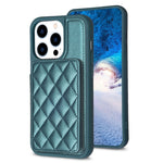 BF25 Custodia per telefono con porta carte di credito quadrato scozzese, For iPhone 14 Pro Max, For iPhone 15, For iPhone SE 2022 / 2020 / 8 / 7