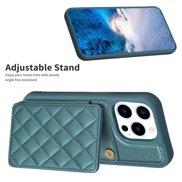 BF25 Custodia per telefono con porta carte di credito quadrato scozzese, For iPhone 14 Pro Max, For iPhone 15, For iPhone SE 2022 / 2020 / 8 / 7