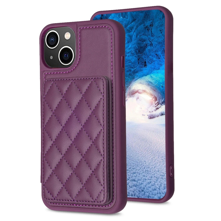 BF25 Custodia per telefono con porta carte di credito quadrato scozzese, For iPhone 14 Pro Max, For iPhone 15, For iPhone SE 2022 / 2020 / 8 / 7