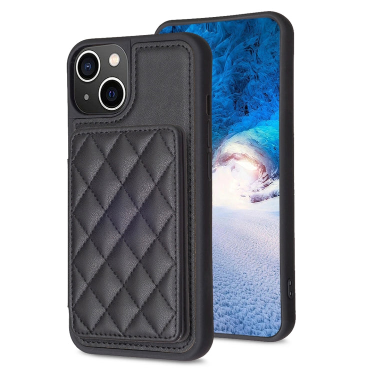 BF25 Custodia per telefono con porta carte di credito quadrato scozzese, For iPhone 14 Pro Max, For iPhone 15, For iPhone SE 2022 / 2020 / 8 / 7