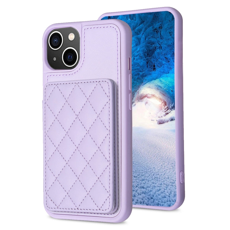 BF25 Custodia per telefono con porta carte di credito quadrato scozzese, For iPhone 14 Pro Max, For iPhone 15, For iPhone SE 2022 / 2020 / 8 / 7