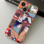 Custodia per telefono PC con foro preciso con motivo dipinto, For iPhone 13