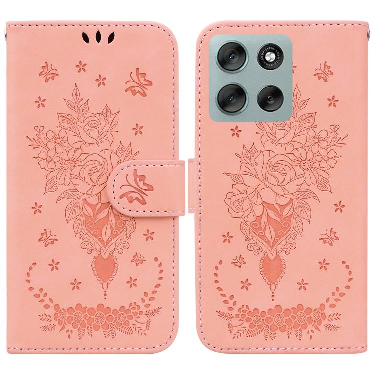 Custodia per telefono in pelle goffrata farfalla rosa, For Motorola Moto G Max / G87 / G77 / G67 5G, For Motorola Edge 70 Fusion 5G, For Motorola Moto G06 4G, For Motorola Moto G56 5G / G66j 5G / G66y 5G