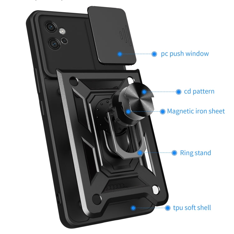 Cover per fotocamera scorrevole Custodia per telefono PC ibrida in TPU, For Motorola Moto G32