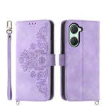 Custodia per telefono in pelle con portafoglio in rilievo con fiori al tatto, For vivo Y03, For vivo Y36, For vivo S17, For vivo Y78