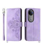 Custodia per telefono in pelle con portafoglio in rilievo con fiori al tatto, For vivo Y03, For vivo Y36, For vivo S17, For vivo Y78