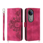 Custodia per telefono in pelle con portafoglio in rilievo con fiori al tatto, For vivo Y03, For vivo Y36, For vivo S17, For vivo Y78