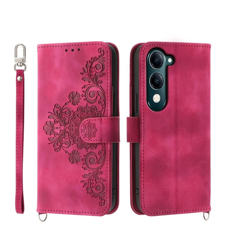 Custodia per telefono in pelle con portafoglio in rilievo con fiori al tatto, For vivo Y39 5G, For vivo Y29s 5G / Y04 4G, For vivo Y29 4G, For vivo V50