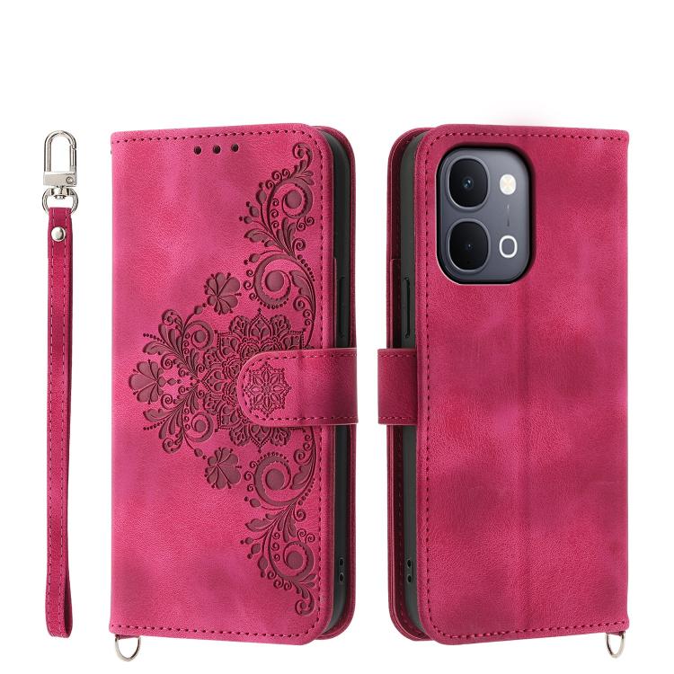 Custodia per telefono in pelle con portafoglio in rilievo con fiori al tatto, For vivo Y39 5G, For vivo Y29s 5G / Y04 4G, For vivo Y29 4G, For vivo V50