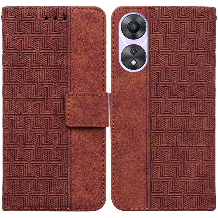Custodia per telefono in pelle goffrata geometrica, For OPPO Reno11 Pro 5G Global, For OPPO A59 5G / A2M, For OPPO A38 4G / A18, For OPPO A58 4G