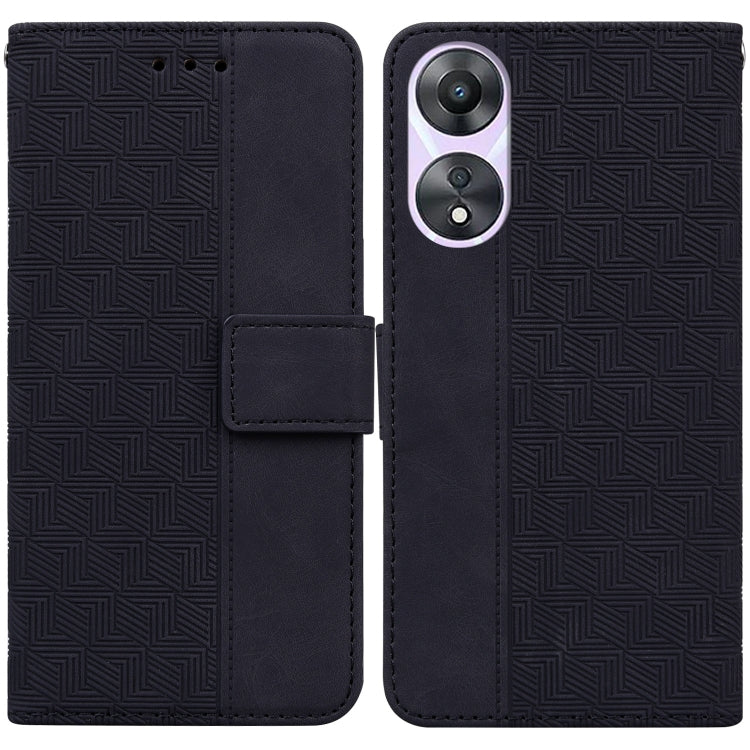 Custodia per telefono in pelle goffrata geometrica, For OPPO Reno11 Pro 5G Global, For OPPO A59 5G / A2M, For OPPO A38 4G / A18, For OPPO A58 4G