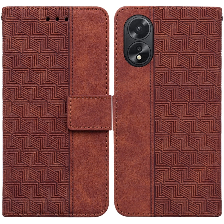 Custodia per telefono in pelle goffrata geometrica, For OPPO Reno11 Pro 5G Global, For OPPO A59 5G / A2M, For OPPO A38 4G / A18, For OPPO A58 4G